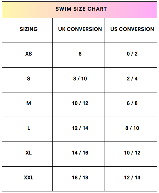 Ae swimsuit store size chart